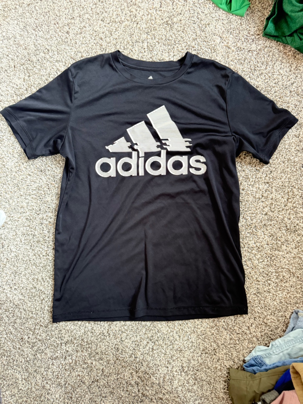 adidas Black Short Sleeve Tee with White Logo